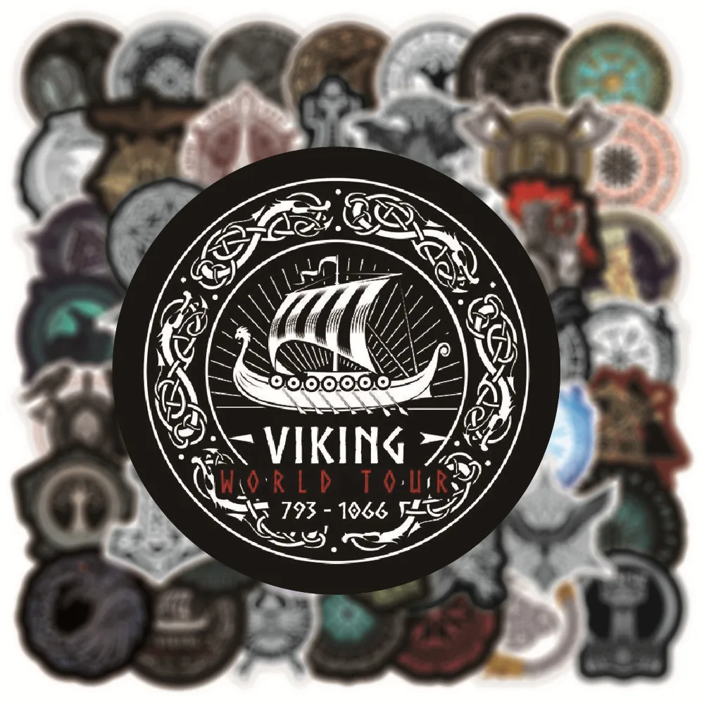 50pcs Mysterious Viking Pirates Style 2025 Stickers Frost Nordic Giant Wolf Defense new Totem Symbol Rune Toys Cool Decal Sticker