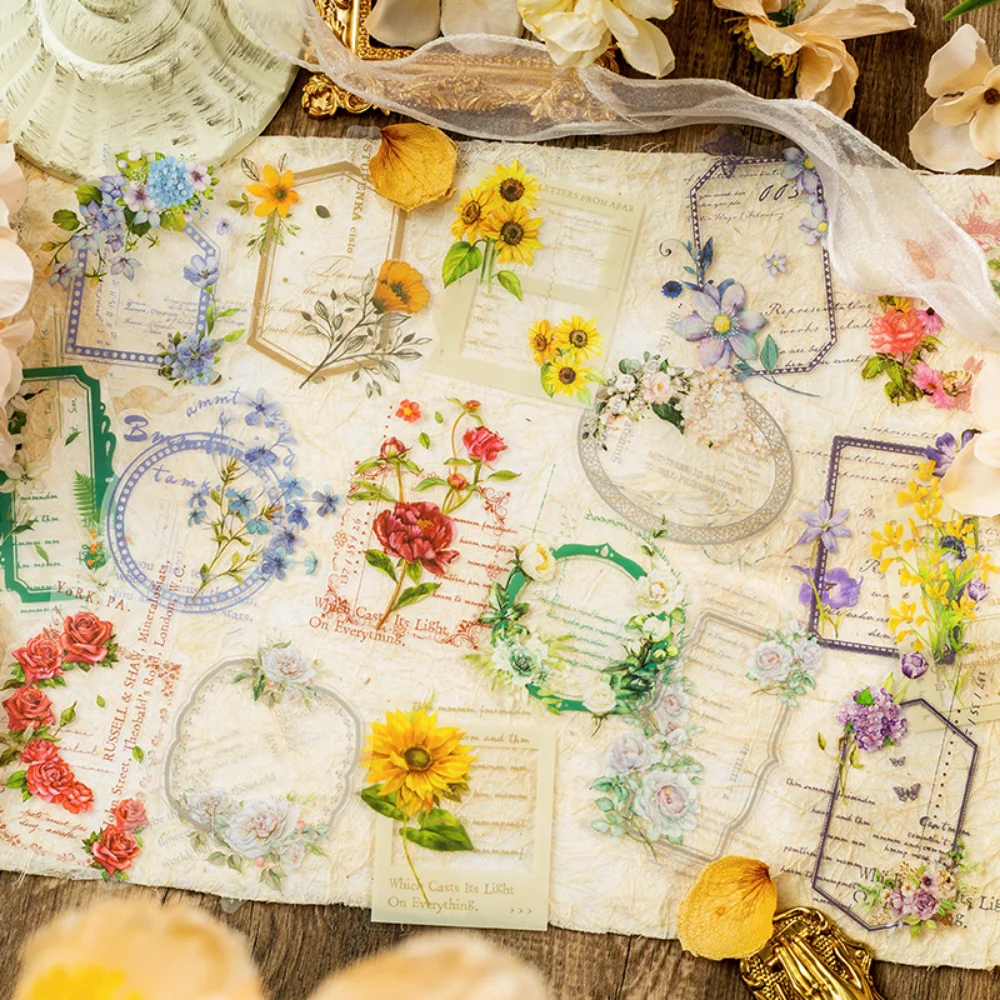 Mr. Paper 8 Style new 20pcs/bag Aesthetic Rose Sticker 2025 Creative Plants Flowers Hand Account Materials Decorative Stationery Sticker