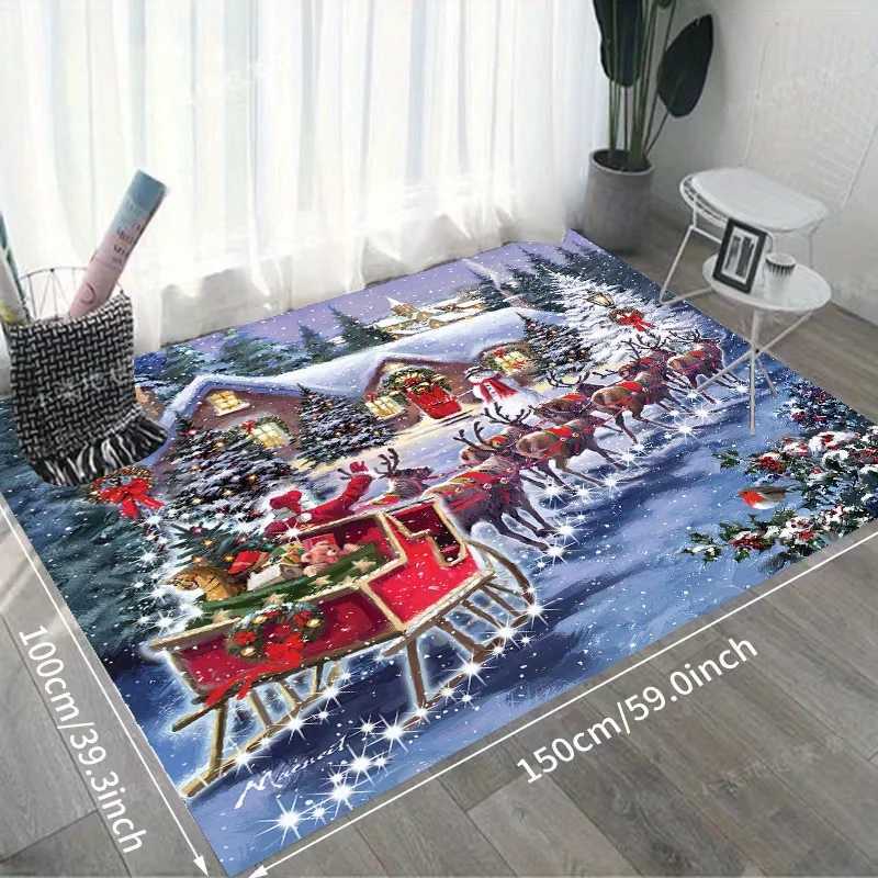 Christmas Santa Claus Elk Carpet for Living Room Decor Sofa Table Large Area Rugs Kitchen Hallway Balcony Rugs Bedroom DoormatXJ241101