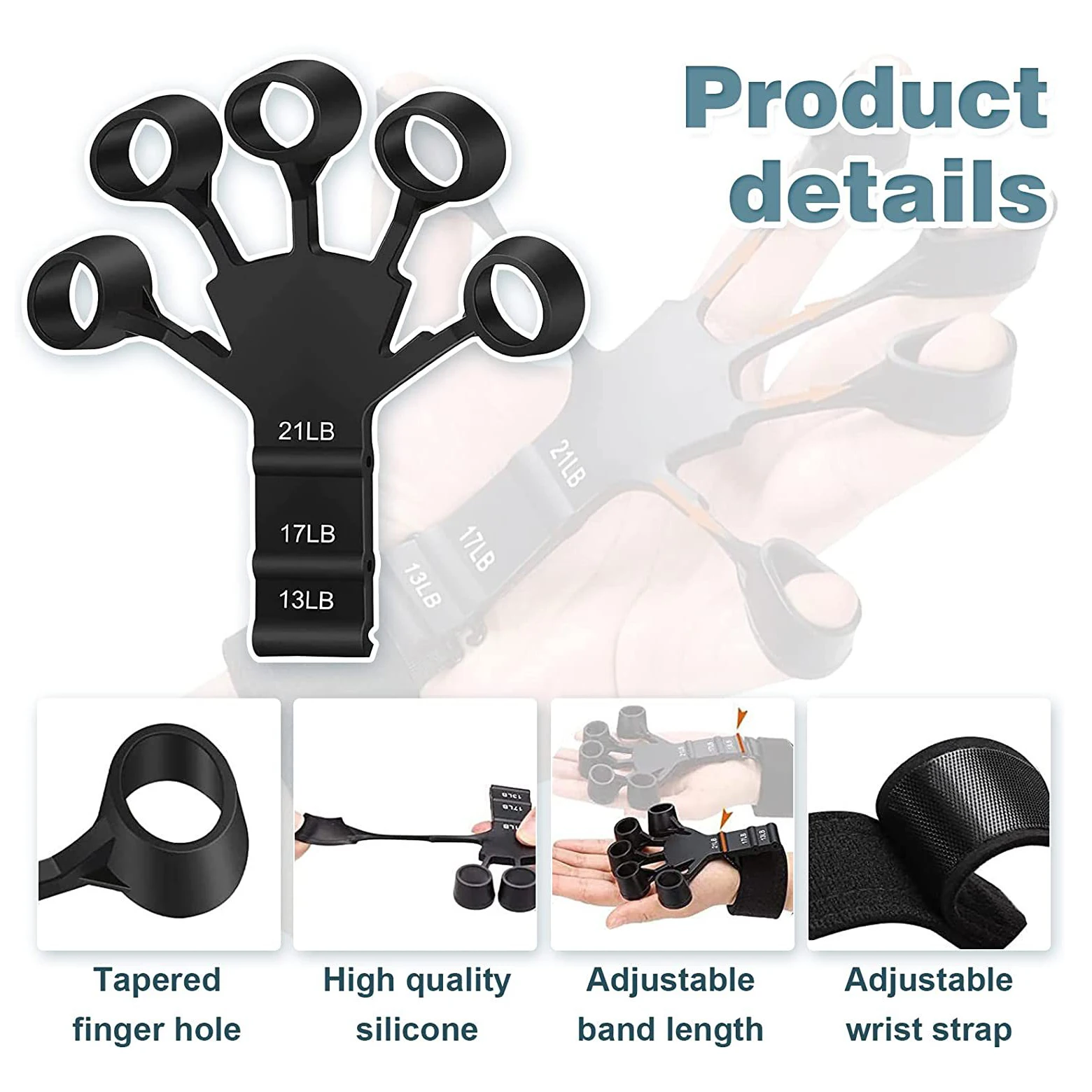 Finger Gripper Flex Gripster Guitar Hand Grip Exerciser Strengthener 2025 6 Resistant Levels Expander Rubber new Finger Trainer Elastic
