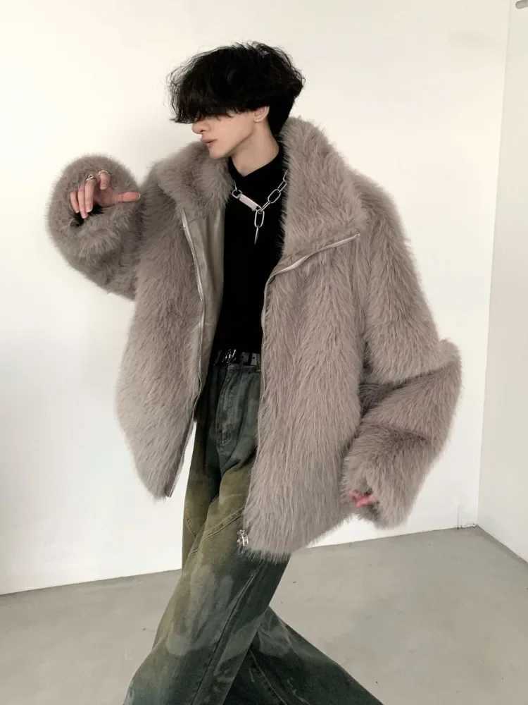 Korean Fashion Faux Mink Fur Jacket Men Winter Thickened Cotton Clothing Temperament Senior Sense of Streetwear Faux Fur CoatXJ241102