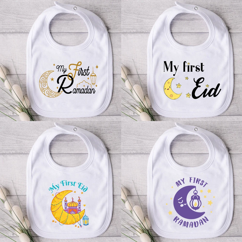 My First new Eid & 2025 Ramadan Baby Bibs Boy Girl Bib Happy Eid Mubarak Infant Saliva Towel Infant Muslim Islamic Festival Keepsake Gift