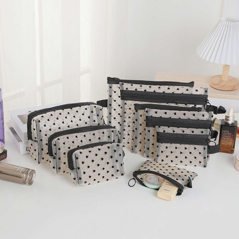 new heartshaped mesh with multiple styles of lipstick touch up card bag portable makeup bag