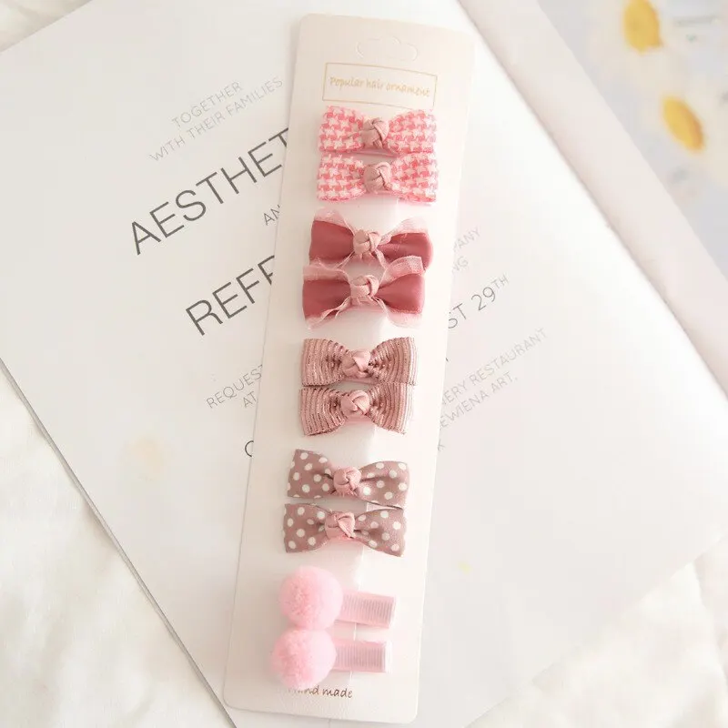 10Pcs Plaid Bowknot Baby 2025 Girl Hairpins new Floral Dot Children Hair Clips Kid Barrettes Headwear