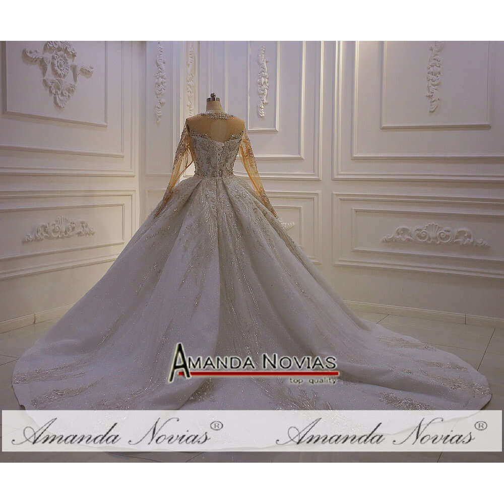 Long Sleeve Sequin 2 In 1 Wedding Dress