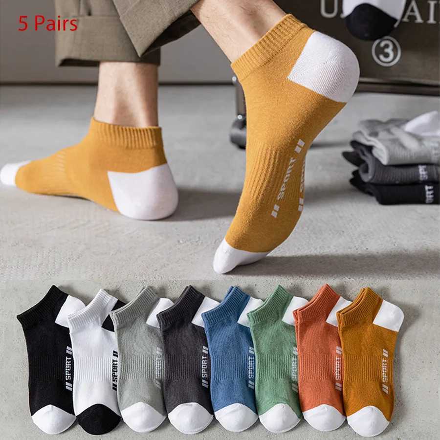 5 Pairs Mens Ankle Bright Color No Show Men Breathable Street Fashion Sport Invisible Travel Running LX241102