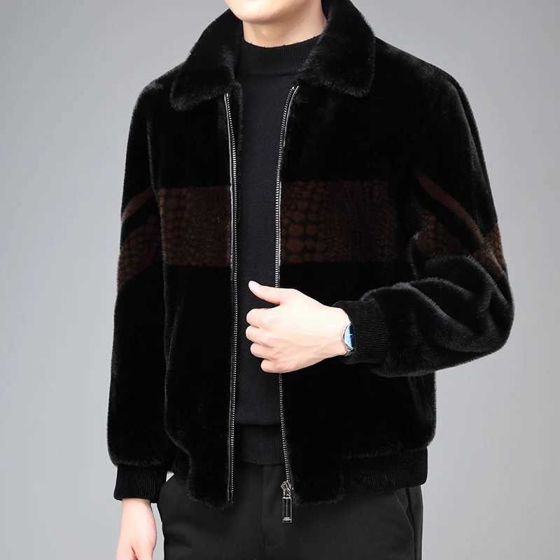 Winter Coats for Men Mens Faux Fur Coat 2024 Square Collar Winter Jacket Business Thickened CoatXJ241102