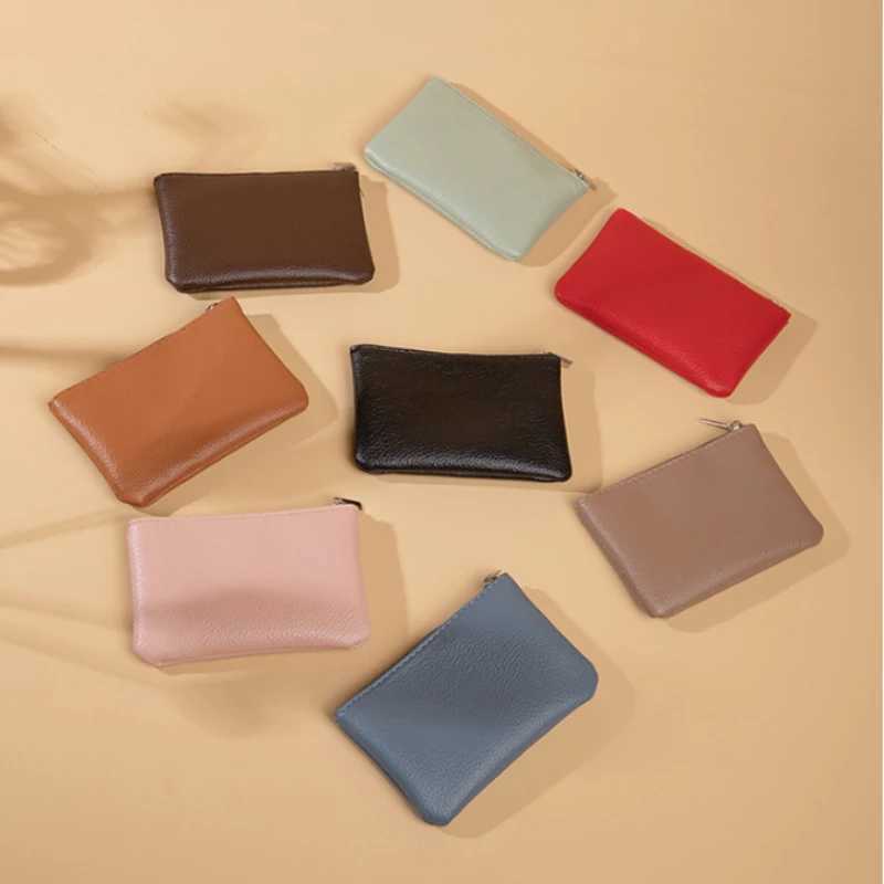 New PU Leather Unisex Lychee Pattern Zipper Coin Purse Ultra-thin Short Card Coin Key Storage Bag Mini Purse XJ241111