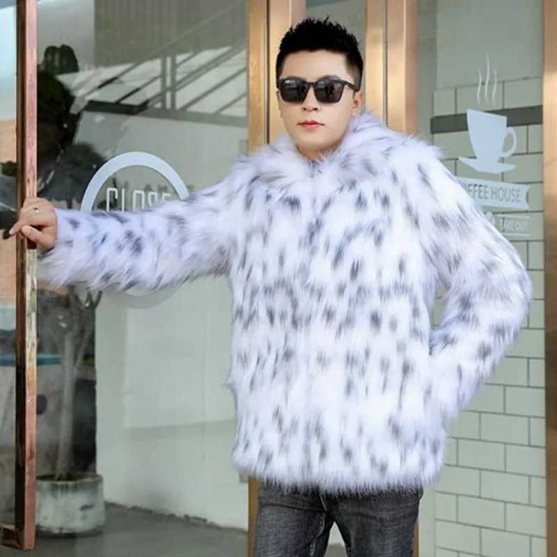 Mens clothing new warm fur coat winter leisure fox fur short coat loose jacketXJ241102