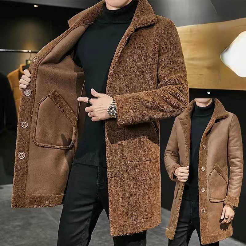 2022 New Brand Autumn and Winter Thick Warm Oversize Jacket Men Fluffy Slim Fit Casual Faux Lamb Fur Coats 2022 Clothing X19XJ241102