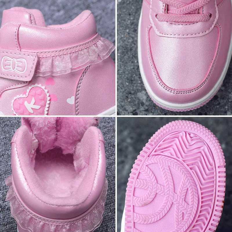 Childrens Winter Girls Boots 4-10 Years Old Warm Shoes Plush Comfortable Smooth Anti slip Ankle Boots M241102