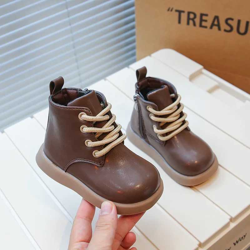 Little boy fashion childrens autumn leather boots 2-10 year old boys ankle boots mocha nude boots brown M241102