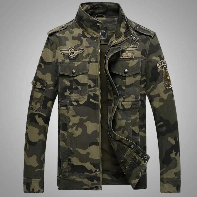 Autumn mens jacket new pure cotton wrinkle resistant LTI pocket outdoor travel rack collar top mens camouflage flight jacket W241102