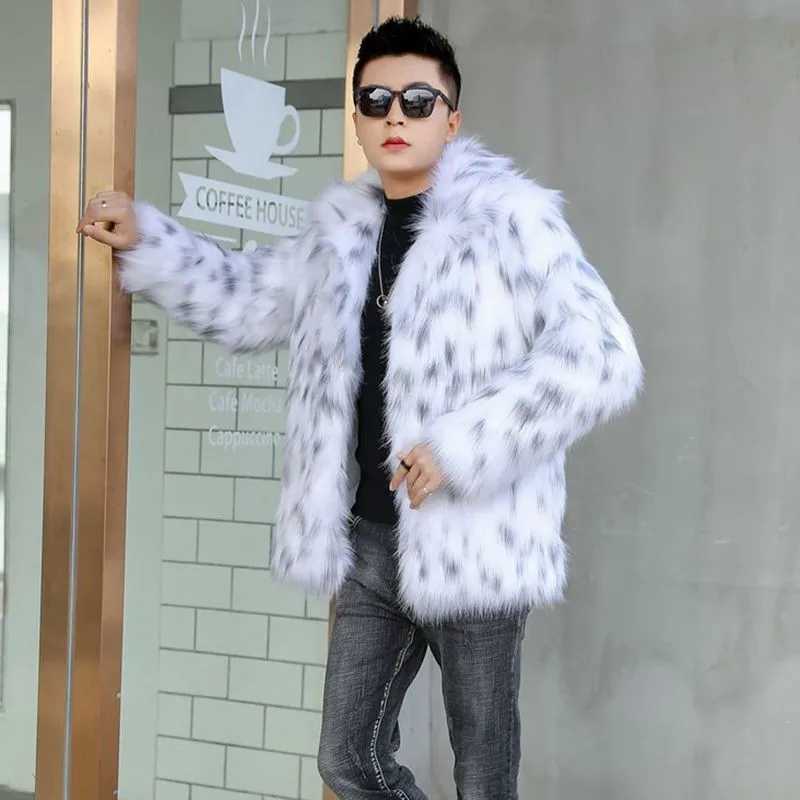Mens clothing new warm fur coat winter leisure fox fur short coat loose jacketXJ241102