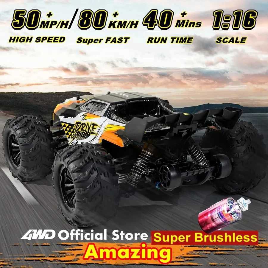 Free shipping 4WD remote control off-road 4x4 RC high-speed car super brushless 50 or 80KM/H fast drift racing toy for children and adults