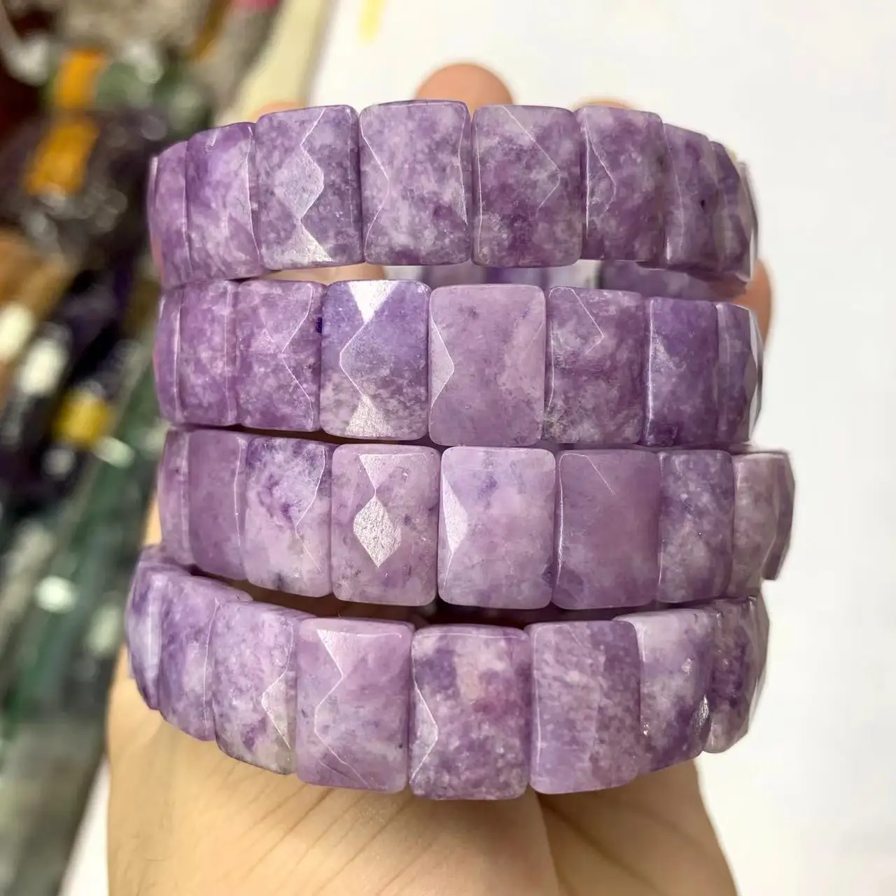2023 new 2025 Purple Lepidolite Gemstone Jewelry Bracelet Natural Gemstone Bangle for Women for Gift Wholesale