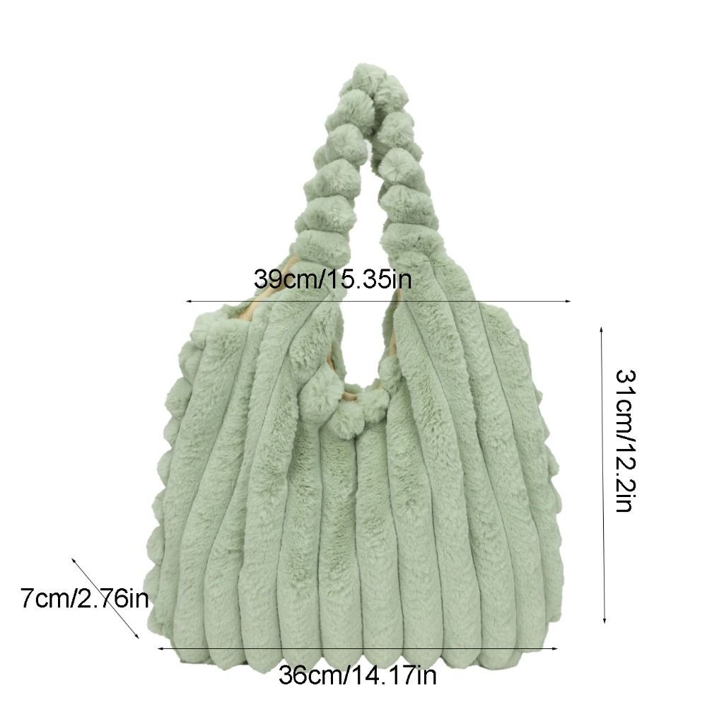 Solid Color Handbag Designerlarge Capacity Korean Style Shoulder Carrying Lunch Storage Plush Handbag