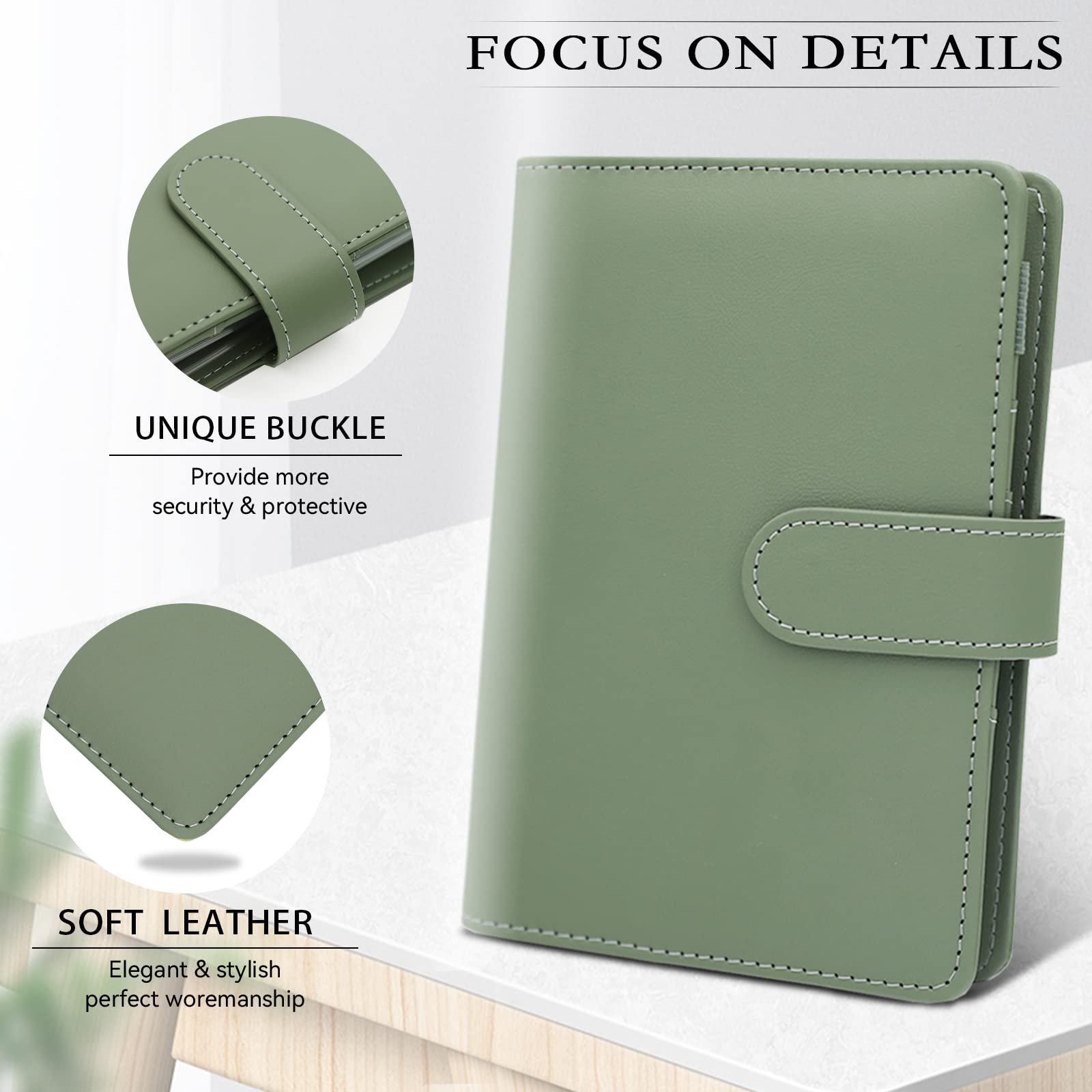 2023 Budget Binder A6 PU Leather Notebook Cash Envelopes System Set Clip-On Binder Pockets For Money Saving Bill Organizer Gifts