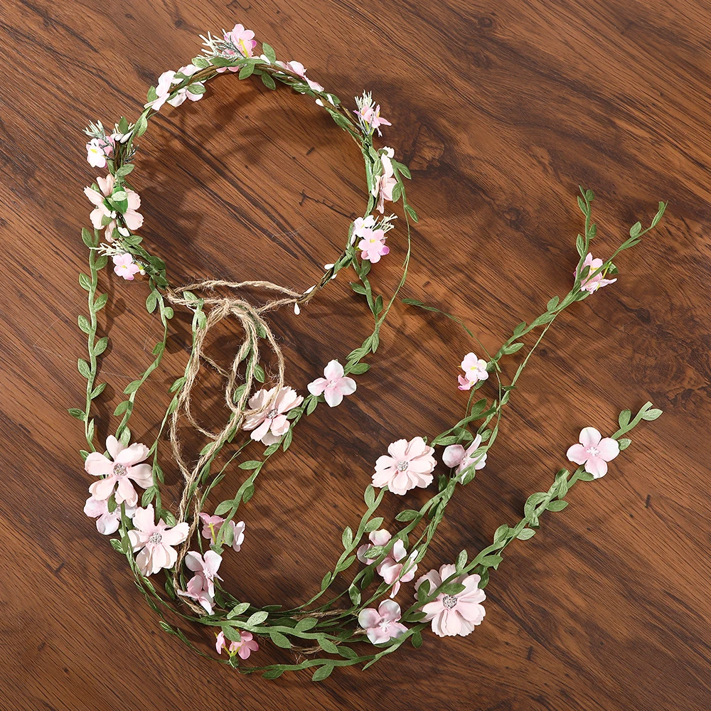 Bohemian Rattan Flower Vines Crown Headband for 2025 Bride Wedding Hair Accessories Girls Floral Wreath new Head Band Hairstyles Headdres