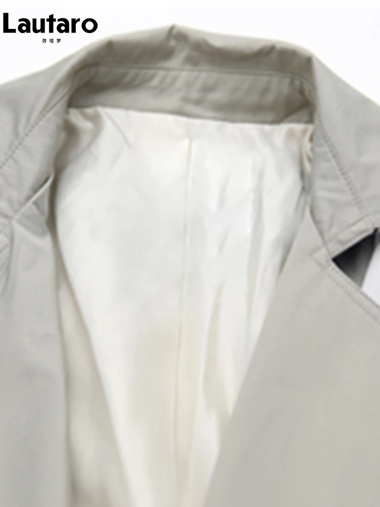 Lautaro Spring Autumn Long Loose Casual Trench Coat Womens Belt 2 Clothes Korean Fashion 241031