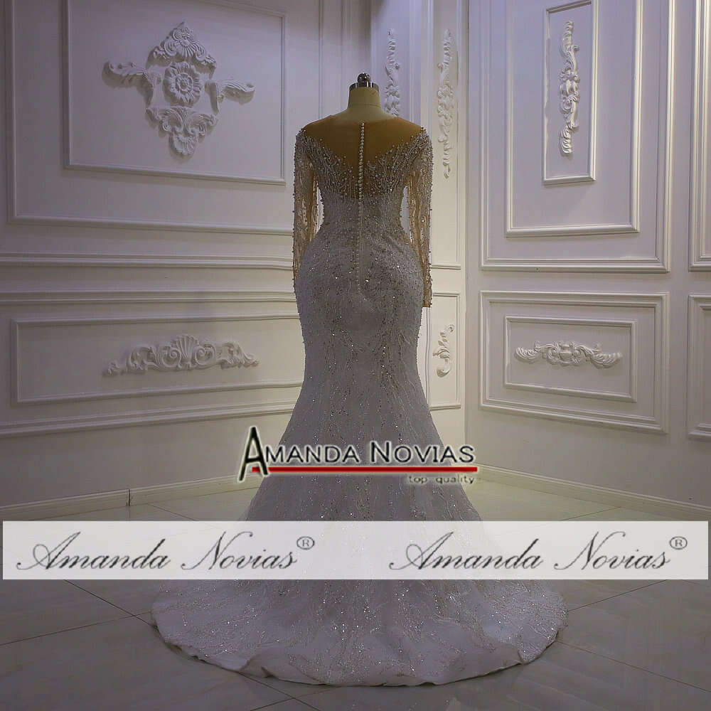 Off The Shoulder V-neck Full Beading 2 in 1 Mermaid Wedding Dress