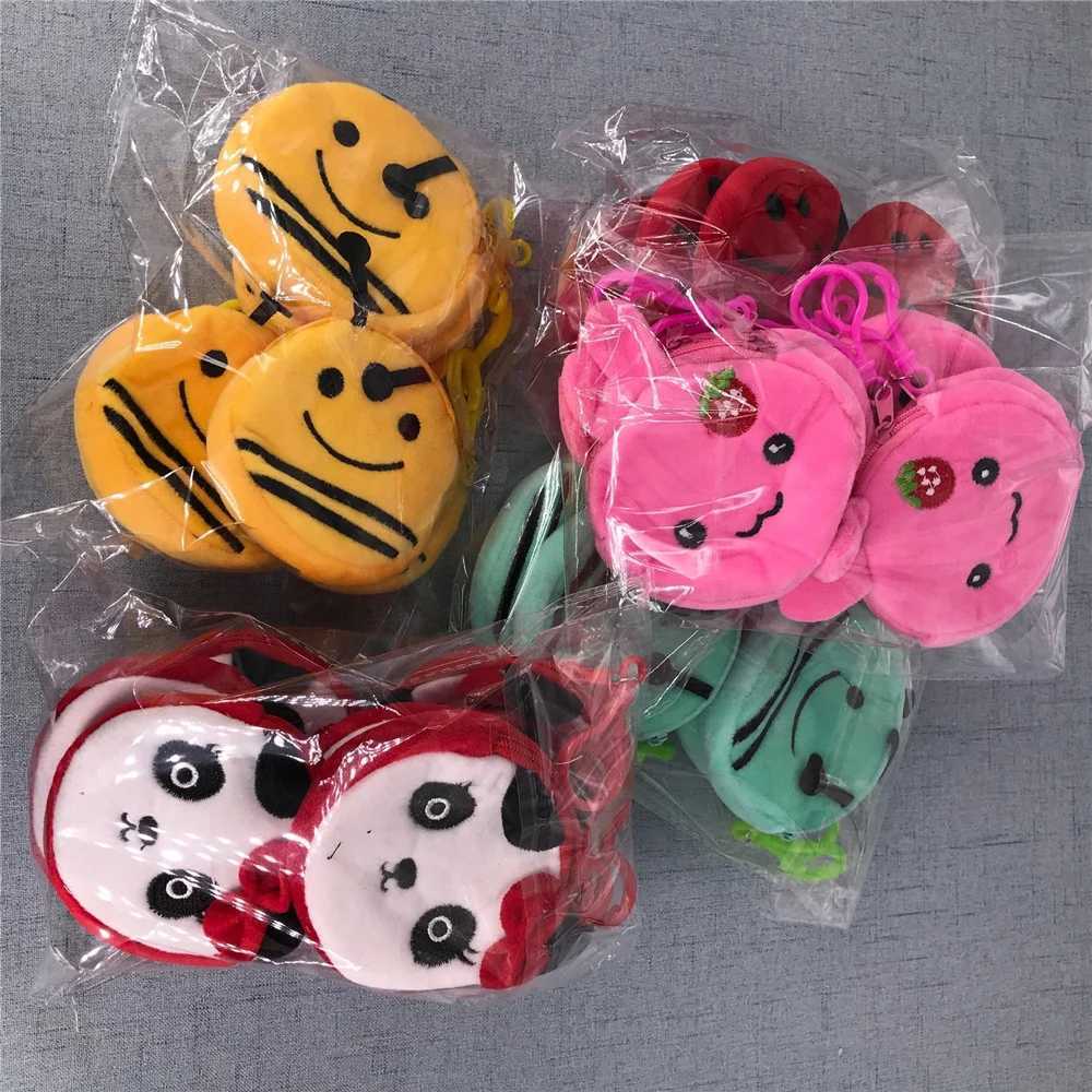 12PCS/LOT Gift Small Key Hook Pendant Plush Coin BAG Panda Animal Coin Pouch 7CMXJ241111