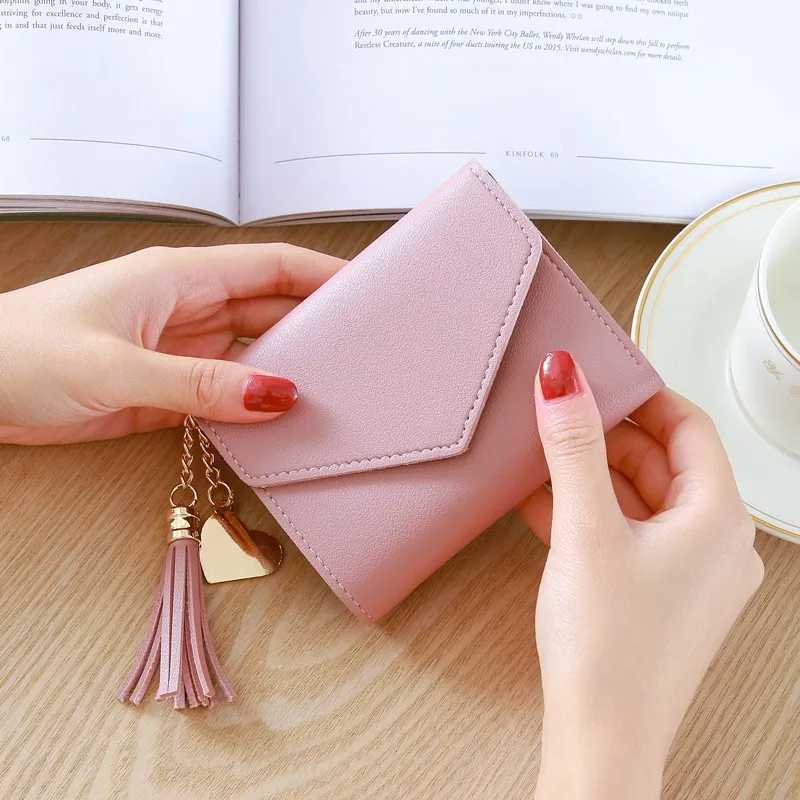 Fi Short Women Wallets PU Leather Women Luxury Tassels Wallet Hasp Small Wallet Trend Coin Purse Ladies Card Holder PouchXJ241111