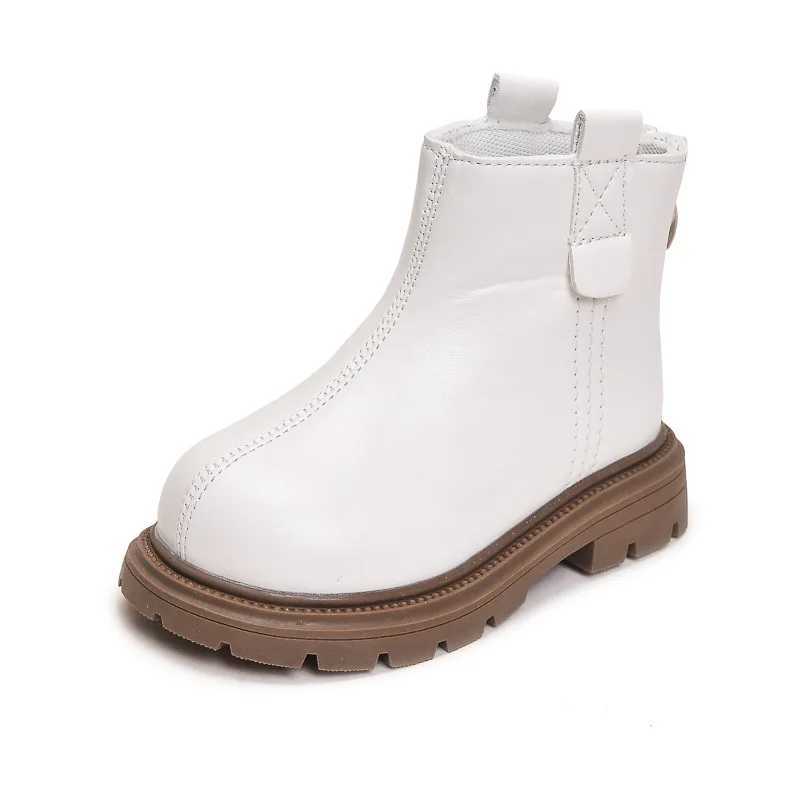 Childrens Short Boots British Sled Boys and Girls Ankle Boots Solid Color Edition Autumn New Childrens Leather Boots Fashion Classic M241102