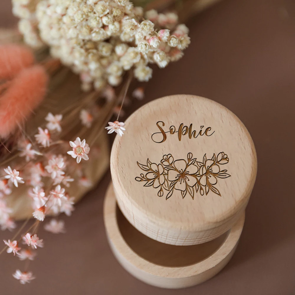 Personalised Engraved Baby Tooth Box Keepsake Teeth Umbilical First Curl Hair Collect Box 2025 Custom new Name Wood Box Baby Shower Gift