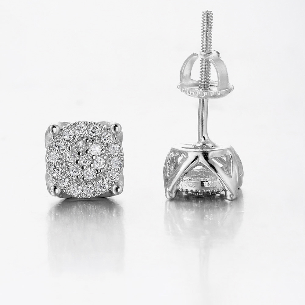 Hip Hop Personalized Thread Earrings Couple Same Style Full Diamond Zircon Earrings Popular Ear Accessories Wholesale