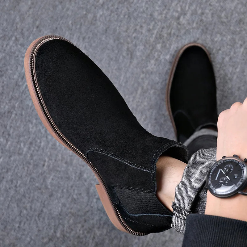 Mens Chelsea boots British suede autumn and winter denim plush mens boots snow boots 241031