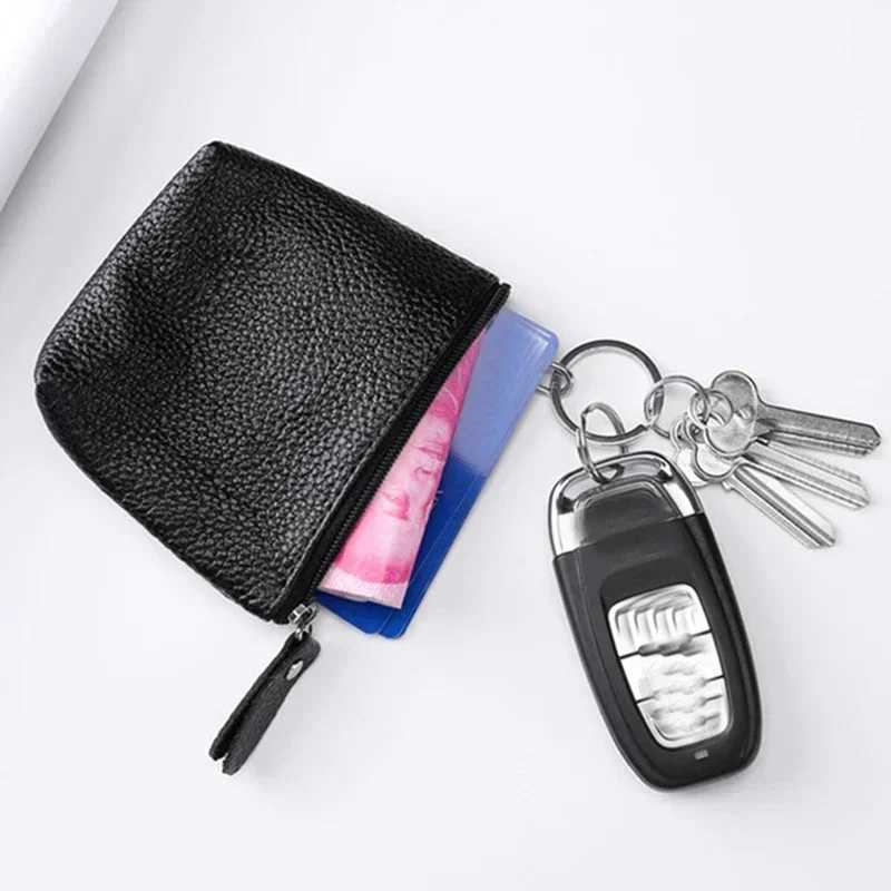 Portable Genuine Leather Coin Purse Vintage Key Card Coin Earphe Holder Pouch for Women Men Mini WalletXJ241111