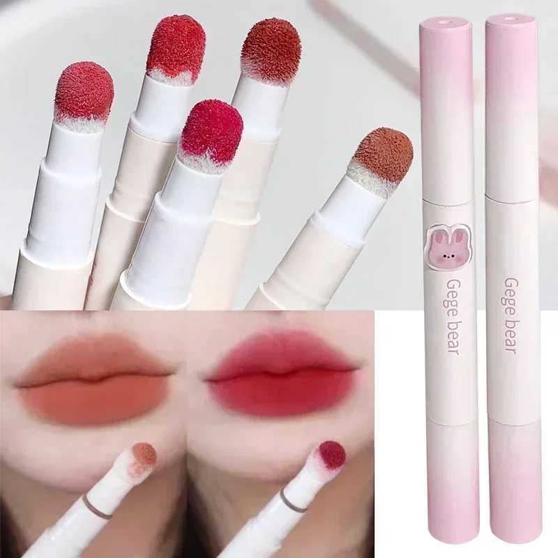 Korean fluffy velvet soft lipstick liquid lipstick matte rose red pigment waterproof durable dye face cream W241101