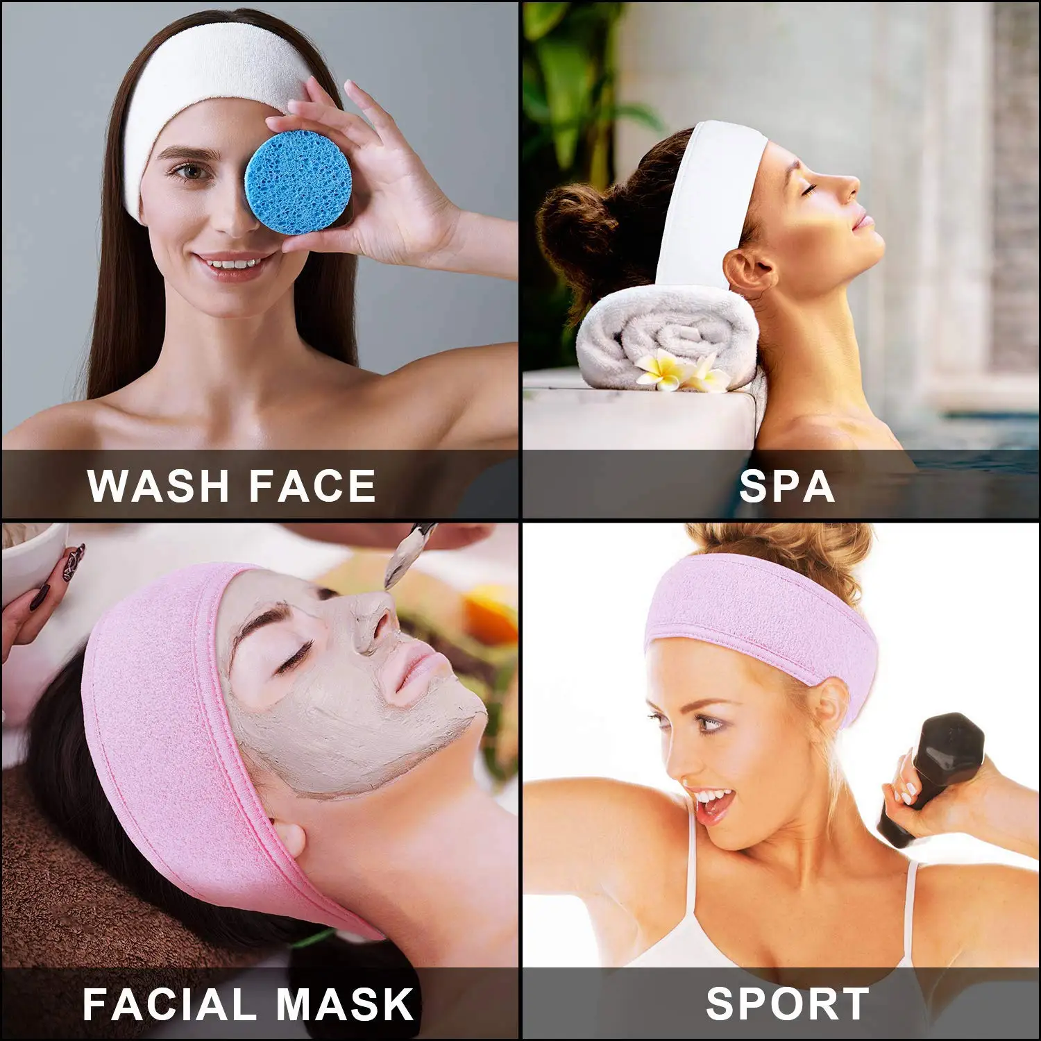 Soft Toweling Hair Accessories Girls Headbands for Face Washing Bath 2025 Makeup Hair Band new Women Adjustable SPA Facial Headband