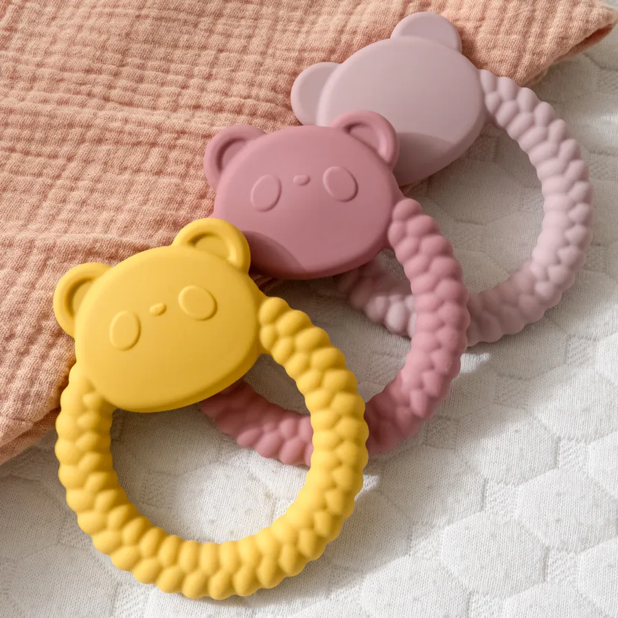 1PCS New Kawaii Panda Shape Teether Toys Silicone Teether Ring Baby Shower Gift Kid Teething new Toys 2025 Newborns Chewing Accessories