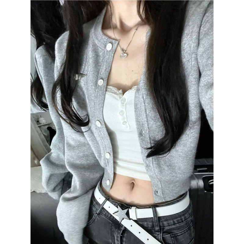 Korean Autumn New Women S Clothing High End And Cool Style Short Jacket Knitted Cardigan Chic Top Design Sense F1102#40