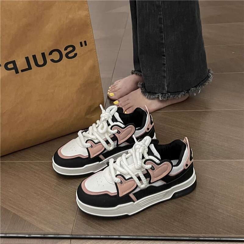 Versatile White Sneakers for Women - Chic Spring/Summer Board Shoe with Elevated Comfortable Outsole.
