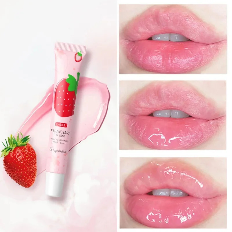 LAIKOU Natural Extract lipstick Good Night Girls lipstick Strawberry Flavor Nutrition Protection Lip Care Sleep facial mask 18g 241031