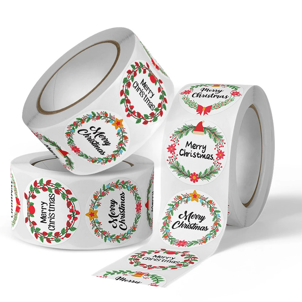 50-500pcs new 1inch Thank You Stickers For Envelope Sealing Labels Stationery Supplies Handmade Wedding Gift 2025 Christmas Sticker