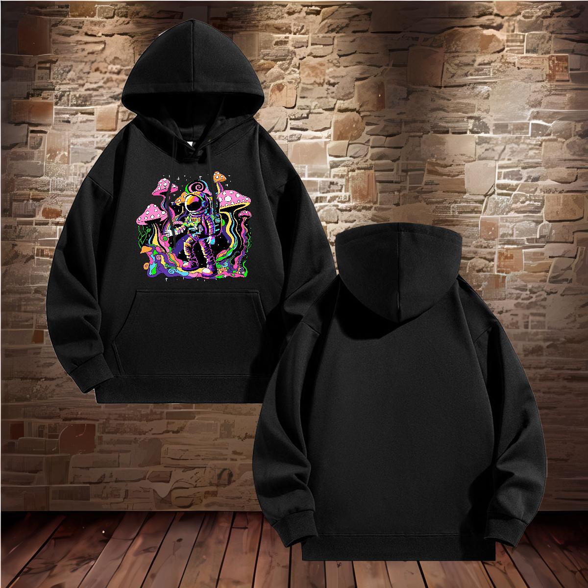 Brand Unisex Sweatshirts Breathable Hooded Collar Loose Hoodie for Man Woman Floral Print Top Hoodie Sport Thick Plush