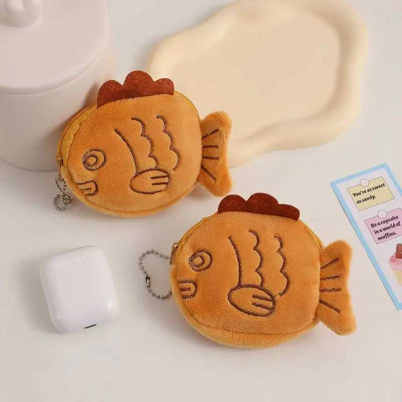 Cute Plush Fish Coin Wallet Women Taiyaki Mey Card Key Earphe Coin Purse For Small Things Pouch Zipper Bag Kid GiftXJ241111