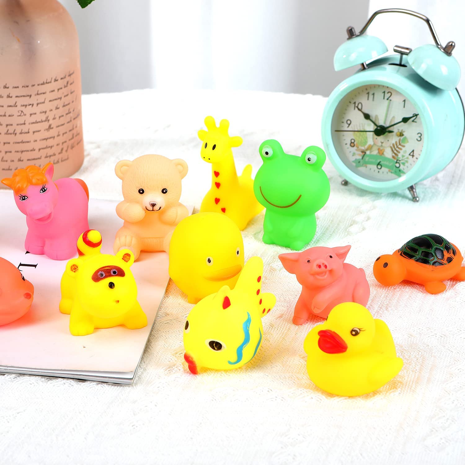 10Pcs/Set Cute Baby Bath new Toys Wash Play 2025 Animals Soft Rubber Float Sqeeze Sound toys for baby GYH