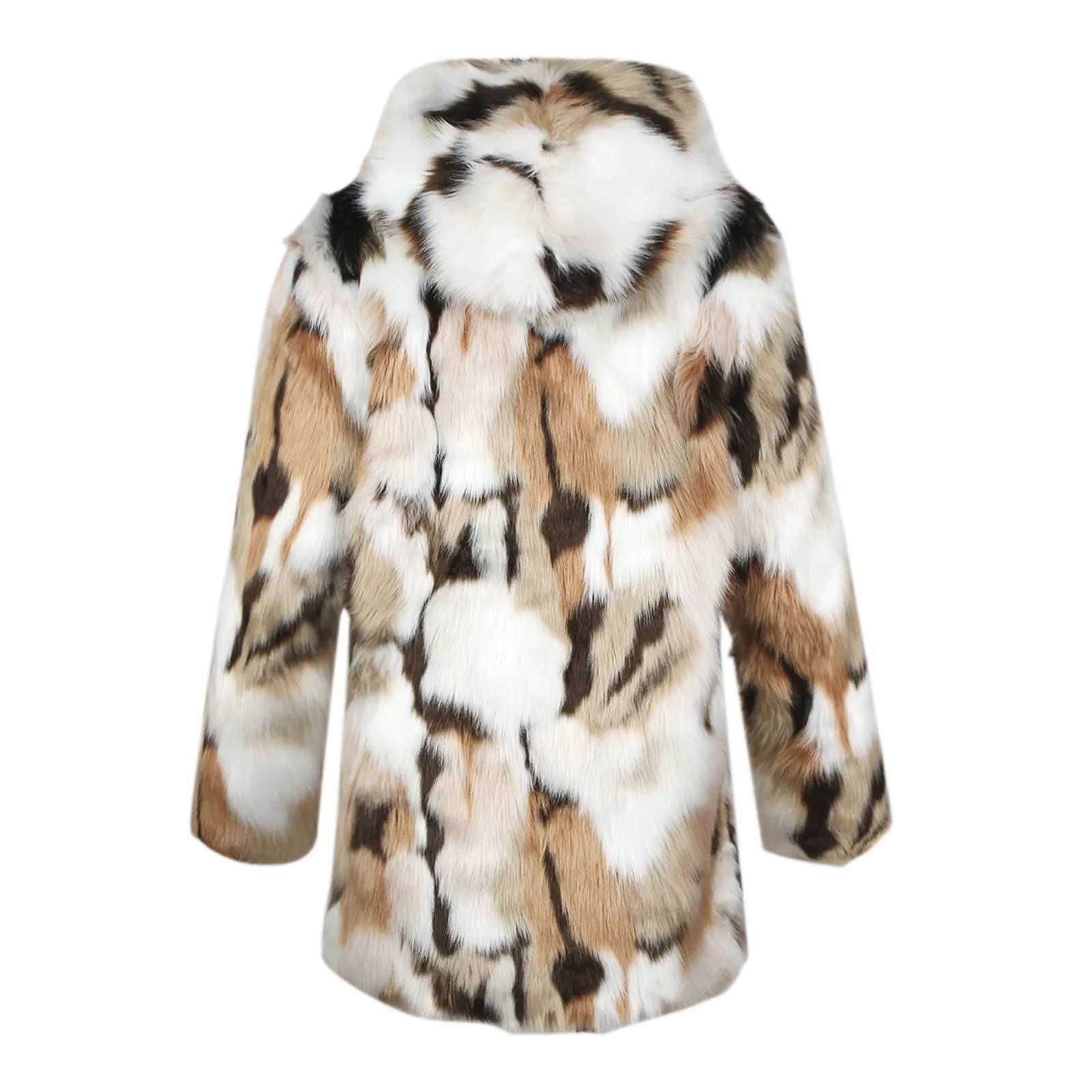 Winter Men Faux Fur Leopard Pattern Coat Jacket Male Fashion Loose Warm Coat Male Streetwear Thicken Outwear Oversize JacketXJ241102