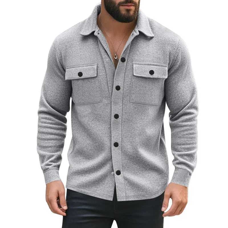 Autumn and winter new jacket classic solid color lapel LTI pocket casual mens jacket W241102