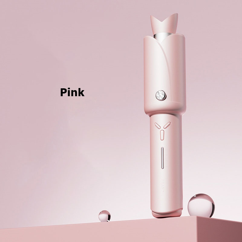 Cordless Automatic Iron 32mm Rotating Curling Wand Anti-scald Tangle-free For Easy Curls, Travel Hair Curler Portable, Rechargeabl Pink Purple Rizador