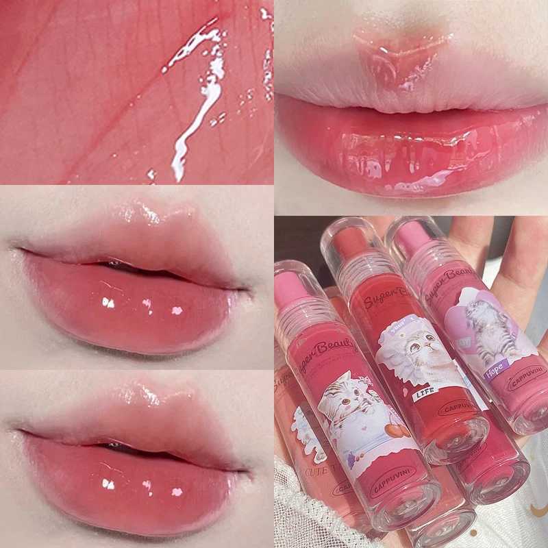 Cute Cat Mirror Liquid lipstick Waterproof Moisturizing Jelly lipstick Glossy Lasting Lip Free lipstick Cosmetics W241101