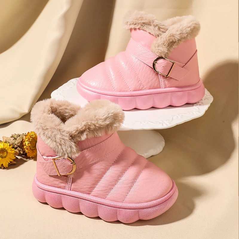 Snow boots childrens fashion and leisure autumn and winter new item thick warm leather boys and girls cotton boots waterproof for children M241102