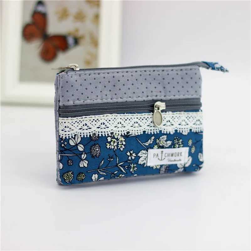 Womens Cott Floral Pattern Coin Purse Female Cloth Wallet Small Mey Pouch Card Bag Ladies Little Handbag Bolsa for GirlsXJ241111