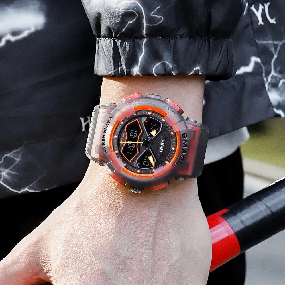 SMAEL Brand Men Watches Digital Watch 2025 LED Sport Watches Men's Wristwatches Student new Waterproof Dual Time Watches LED Clock Male