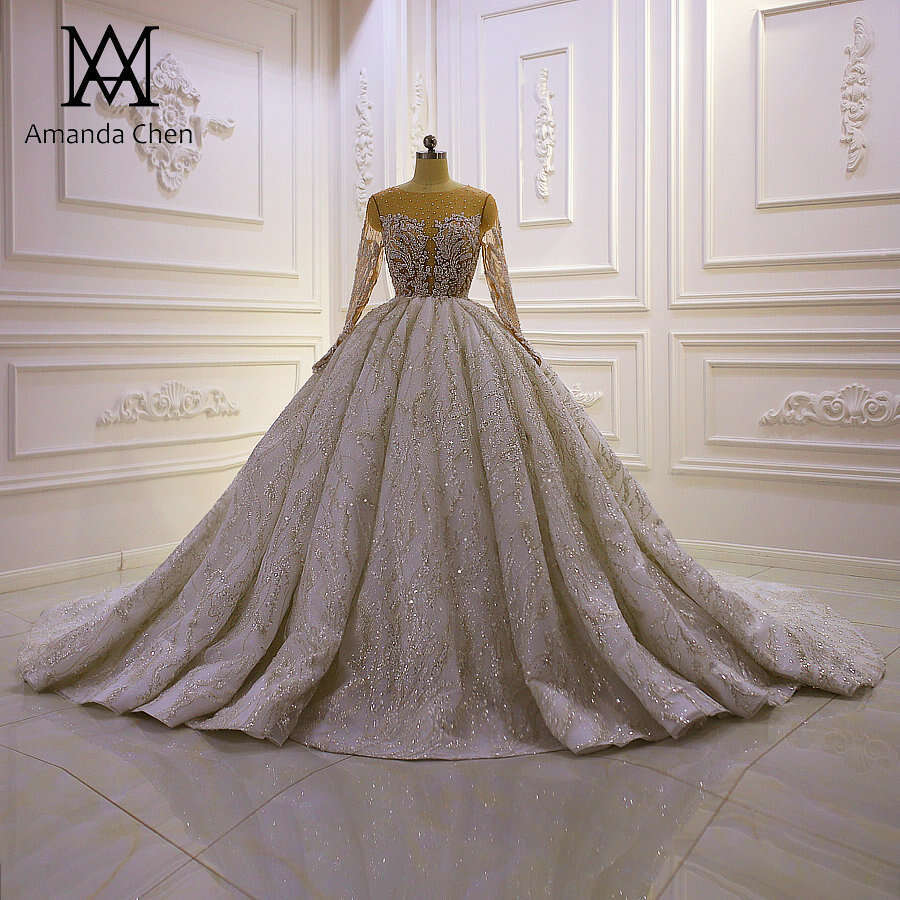 2024Model Design Lace Applique Sexy See Through Wedding dress